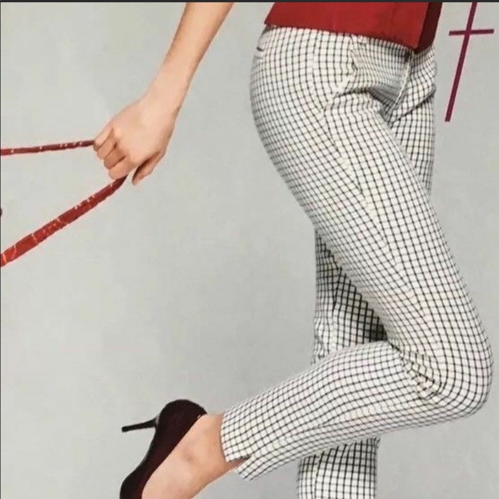 CAbi Windowpane Cotton Trouser Pants